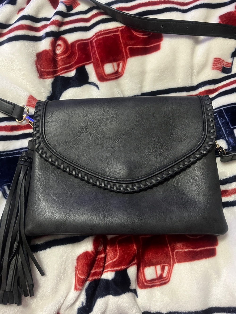 Jen & Co.  Classic Dark Gray Crossbody Bag with Tassel